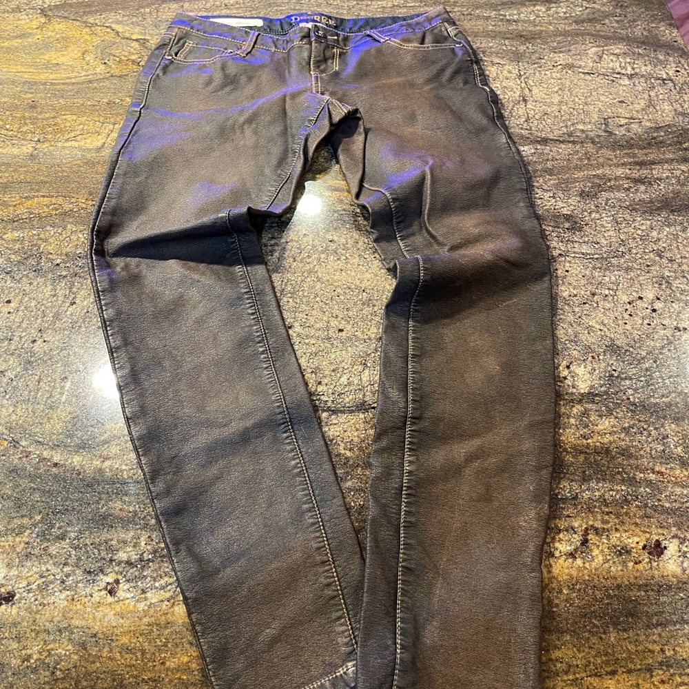 DECREE Vegan brown Leather Super‎ Skinny Jeans size 3
